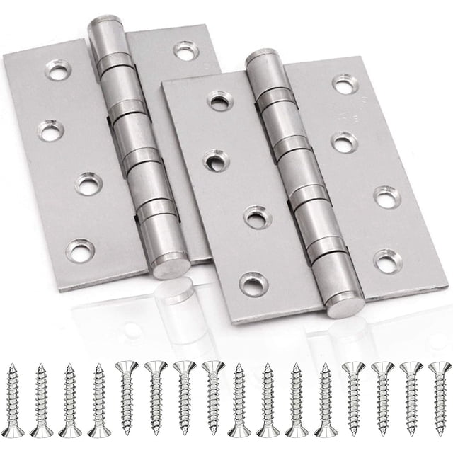 Bisagra de puerta de acero inoxidable, 2 piezas Bisagras de puerta plegables Bisagras de acero inoxidable Bisagra de 3 mm de espesor, para puertas interiores sólidas(Plata)