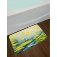 thumbnail image 2 of Country Bath Mat, Pastoral Paint of a Forest in the Spring Time with Fresh Colored Leaves Trees Art, Non-Slip Plush Mat Bathroom Kitchen Laundry Room Decor, 29.5 X 17.5 Inches, Green Blue, Ambesonne, 2 of 2