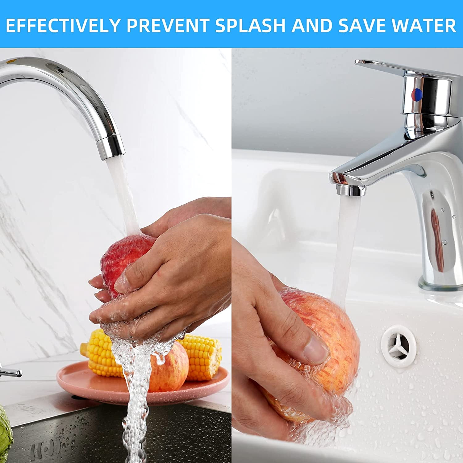 8 Pack Faucet Aerator, Kitchen Sink Faucet Aerator Adapter with Stainless Steel Shell, Male and Female Thread Water Conserve Filter with Gasket for Bathroom, Chrome