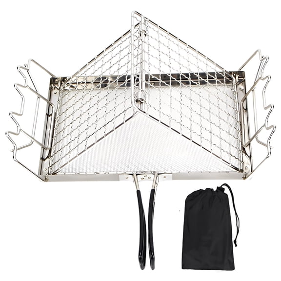 Stainless Steel Folding Camping Grill, Portable Toast Rack with Storage Bag