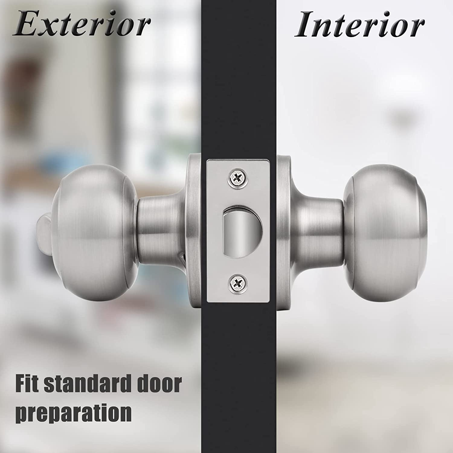 Door Knob, Passage Door Knob for Closet Hall, Interior Doorknob, Oil Rubbed Bronze, 1 Pack