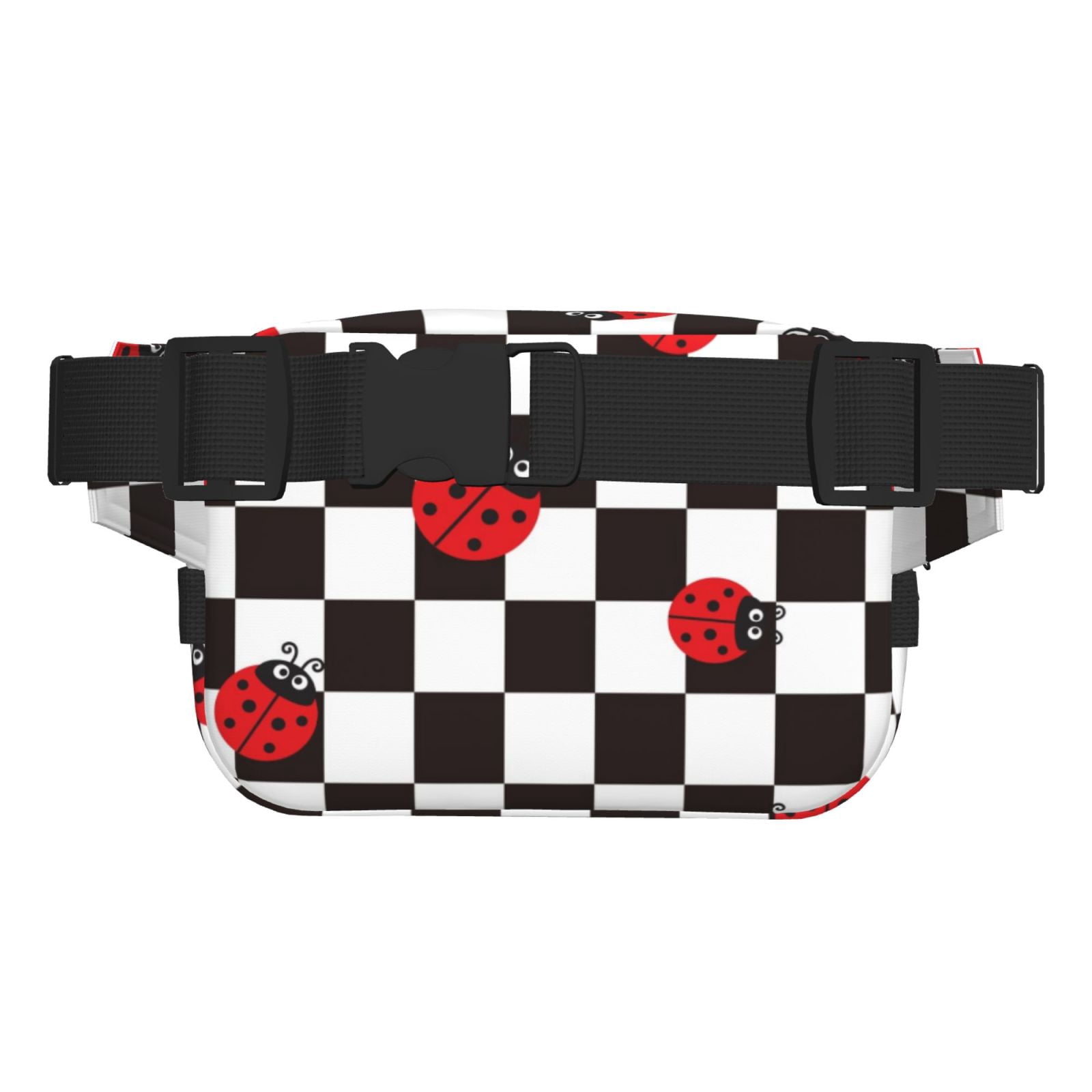 Hirioo Ladybugs Of Black And White Checkers for Double Layer Waist Bag Adjustable Fanny Pack For Travel Running Hiking