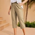 thumbnail image 5 of Zuesphe Khakis Pants for Women Stretch Capri Pants for Women Dressy Casual Womens Flowy Pants Cropped Womens Cargo Pants with Pockets, 5 of 6