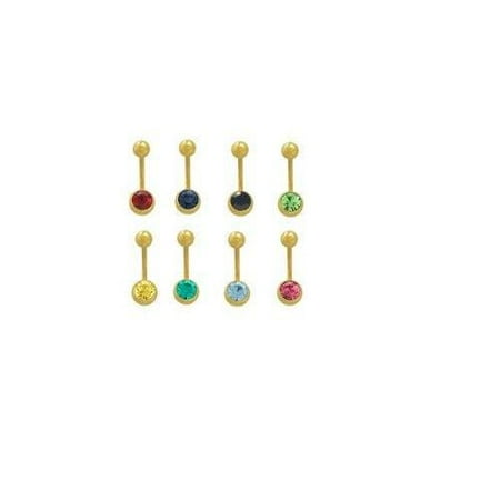 Belly Naval Ring Jeweled 14k Gold Plated 14G 7/16" 11mm Pack of 8 PC