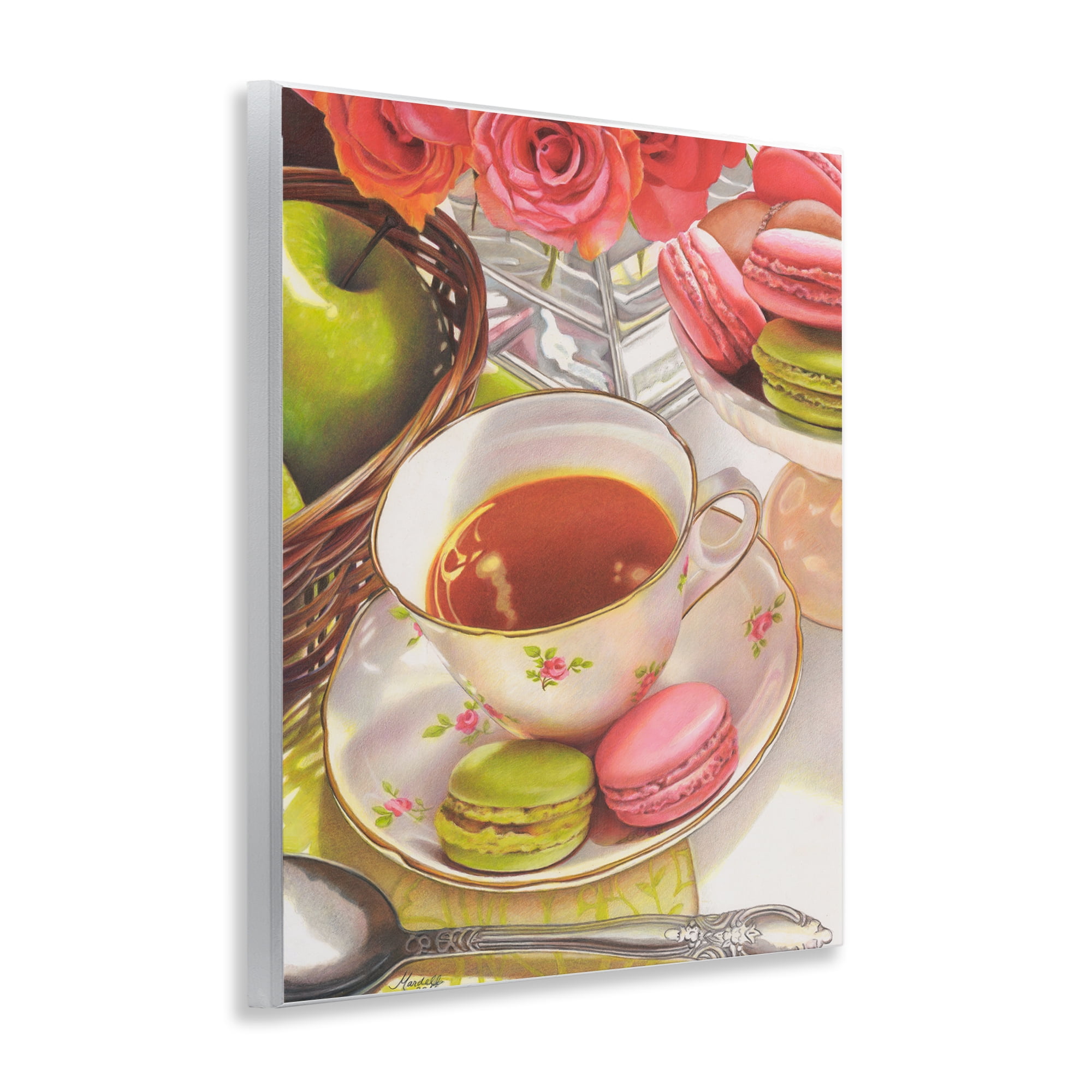 Stupell Industries Tea with Macarons Food & Beverage Painting Unframed Art Print Wall Art, 11 x 14