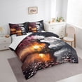 thumbnail image 3 of Homewish Tree Of Life 7pcs Bedding Comforter Set,Natural Landscape Queen Bedding Sets,Orange Sunset Queen Sheet Sets For Girls Kids,Microfiber Bedroom Decor Reversible, 3 of 8