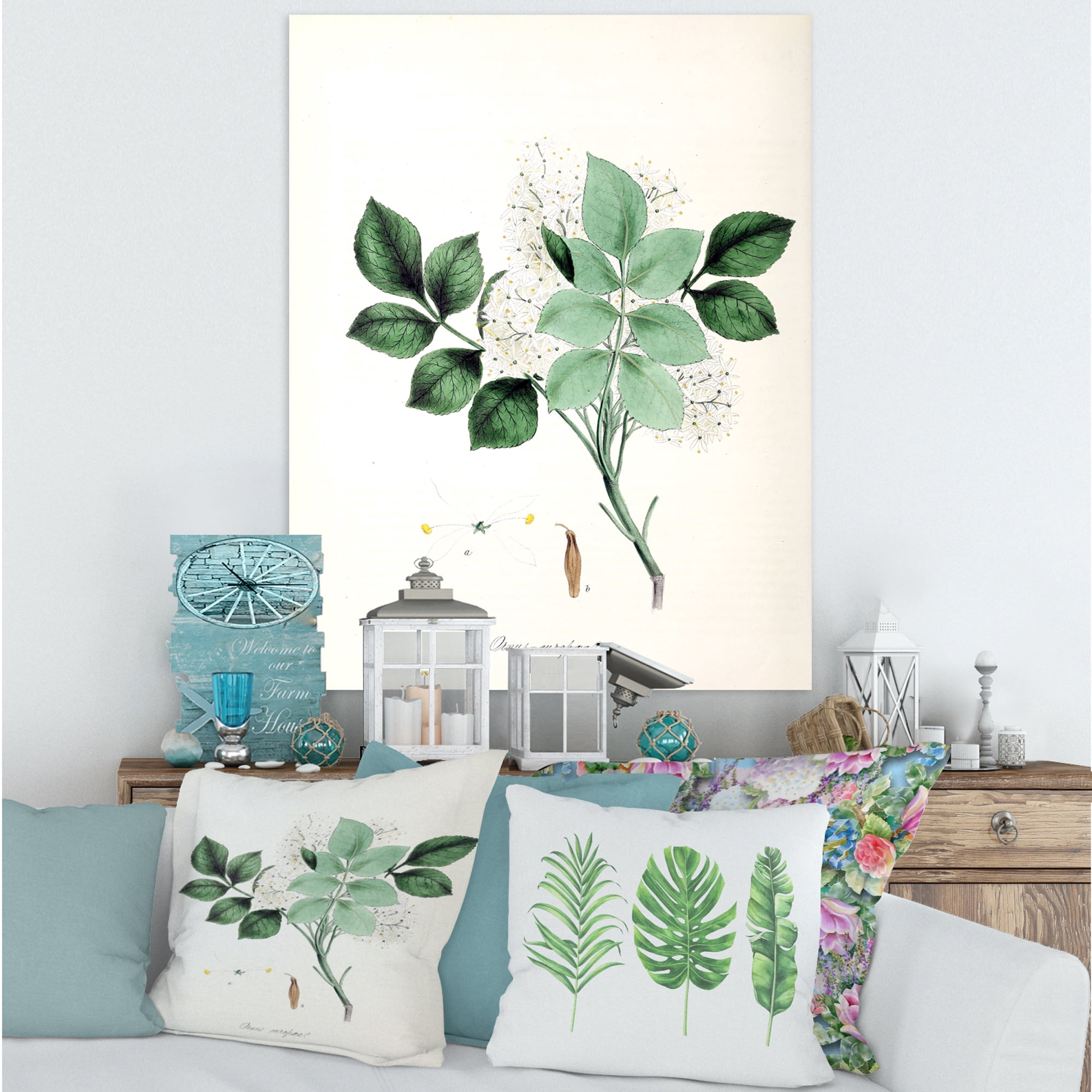 Designart ' Ancient Blossoming Flower IV ' Farmhouse Canvas Wall Art Print
