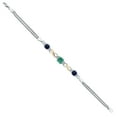 thumbnail image 3 of Gem Stone King 925 Silver and 10K Yellow Gold Green Malachite and Blue Sapphire and White Lab Grown Diamond Bracelet for Women (2.99 Cttw, Gemstone, Cushion 6MM, 6.5 inches, Made in Italy), 3 of 4