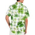 thumbnail image 4 of Domuza Mens St Patricks Day Shirt Casual Irish Green Shamrock Clover T Shirts Summer Fashion Short Sleeve Button Down Lapel Tops Light Green XL, 4 of 4