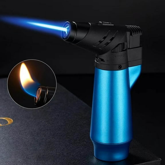 Vfedsrsge Torch Lighters Windproof Refillable, Adjustable Flame Lighter for Barbecue Kitchen Fireplace Candles, Blue
