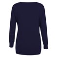 thumbnail image 3 of ibuvkizy Womens Tops Dressy Casual,Womens Long Sleeve Shirts,Oversized Tshirts Shirts for Women Solid Workout Sweatshirts Casual Basic Long Sleeve Shirt Classic V-Neck Tops Navy,L, 3 of 4