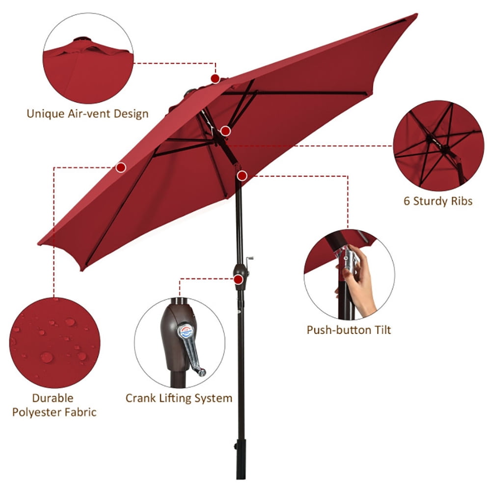 Aimee Lii 9 ft Outdoor Market Patio Table Umbrella Push Button Tilt Crank Lift, Table Umbrella Outdoor Patio, Red Aimee Lii 9 ft Outdoor Market Patio Table Umbrella Push Button Tilt Crank Lift, Table Umbrella Outdoor Patio, Red