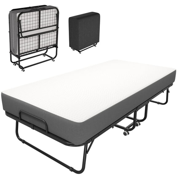 Odaof Folding Bed with Mattress for Adults, Foldable Bed, Portable Rollaway Bed, Space-Saving Easy Storage,75"x 38"