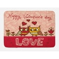 thumbnail image 1 of Valentines Day Bath Mat, Owls in Love Print Cute Partners Couples Boho Style Hearts Flowers Dots, Non-Slip Plush Mat Bathroom Kitchen Laundry Room Decor, 29.5 X 17.5 Inches, Pink Red Yellow, Ambesonne, 1 of 2
