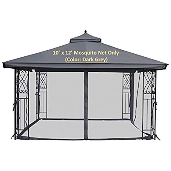 APEX GARDEN Universal 10' x 12' Mosquito Netting for Gazebo Replacement - Grey