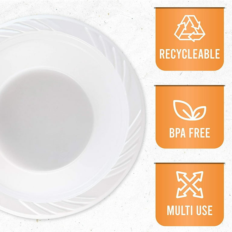 Plasticpro 100 Pcs White Plastic Bowls 5 oz Premium Quality Light Weight Dishes Disposable Small Plastic Bowls for Dessert Appetizers Soups for