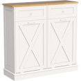 thumbnail image 4 of TOLEAD Farmhouse Style Kitchen Trash Cabinet, Double Tilt Out Trash Can Cabinet with Barn Door, Solid Wood Tabletop,  Proof, Odor Blocking, Laundry Cabine Keep Clean, 4 of 15