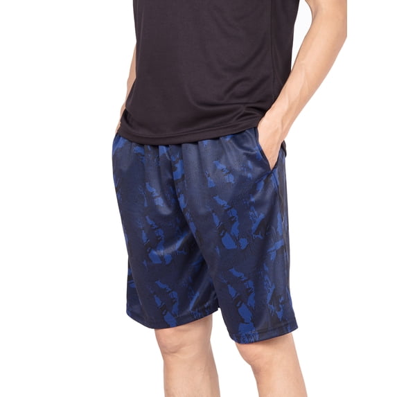 SAYFUT Mens Lightweigh Mesh Shorts Basketball Gym Sports Activewear Running Training Short with Side Pockets Color Black/Blue