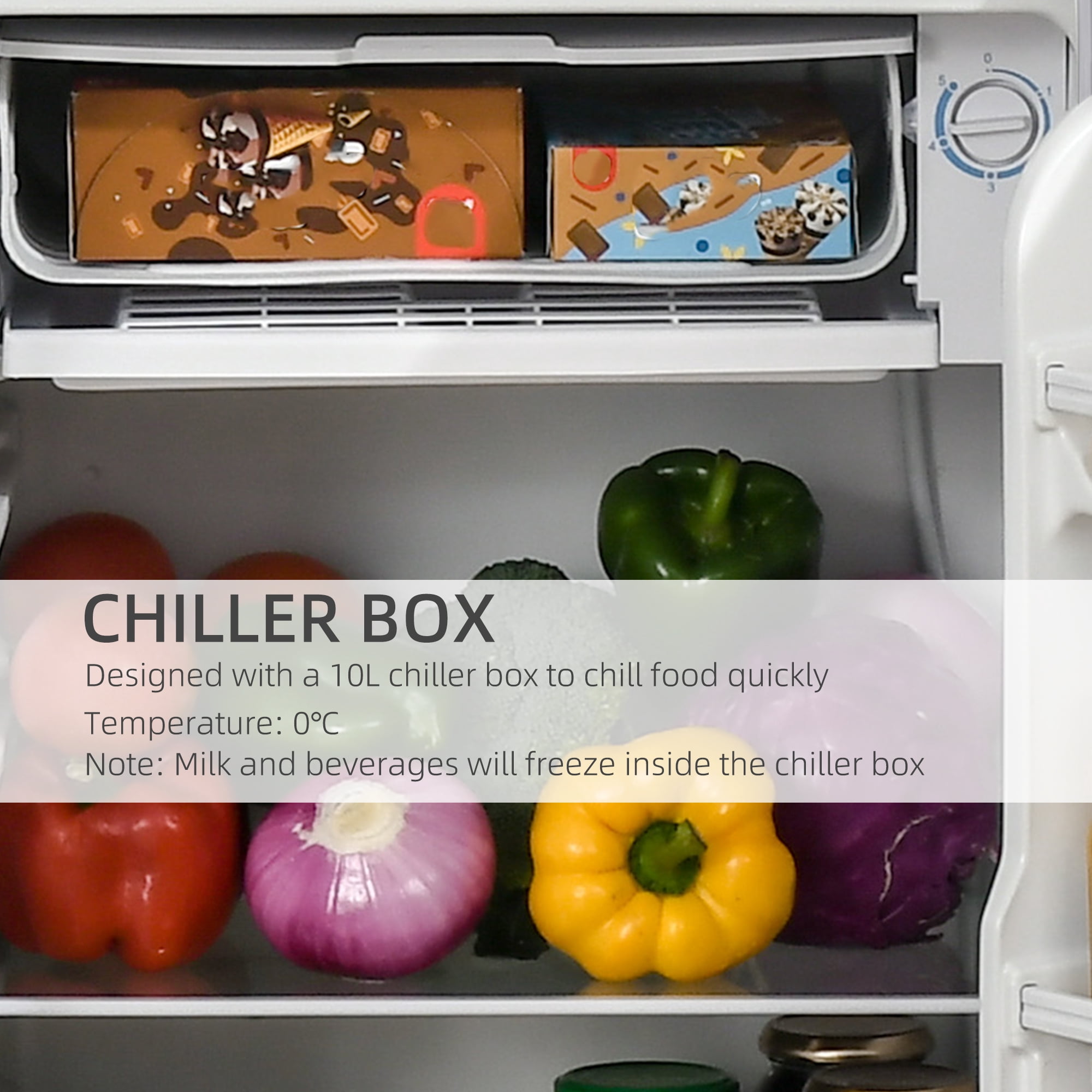 3.2 Cu.Ft Mini Fridge with Freezer, Compact Refrigerator, Silver