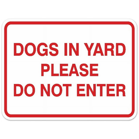 Signs ByLITA Classic Framed DOGS IN YARD PLEASE DO NOT ENTER Door or Wall Sign Durable ABS Plastic | Laser Engraved | Easy Installation | Elegant Design (White/Red) - Large