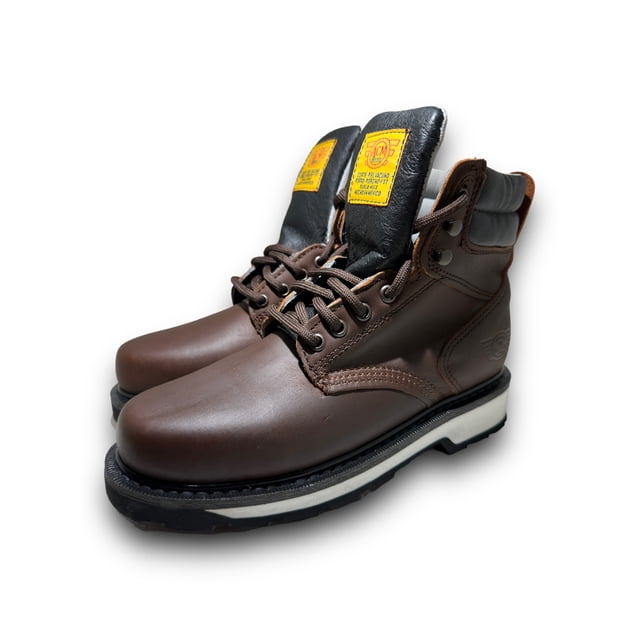 Bota De Trabajo De Agujeta Liso Industrial Uso Rudo, Piel Vacuno, Roble, Suela Doble Densidad, Talla 29.0 MX