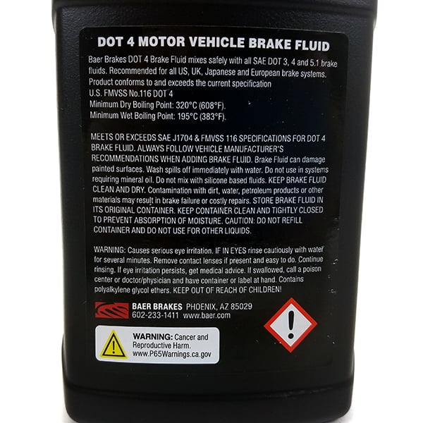 Baer Brakes DOT4 High Performance Brake Fluid, (16.9oz/500ml Bottle) 10 Pack