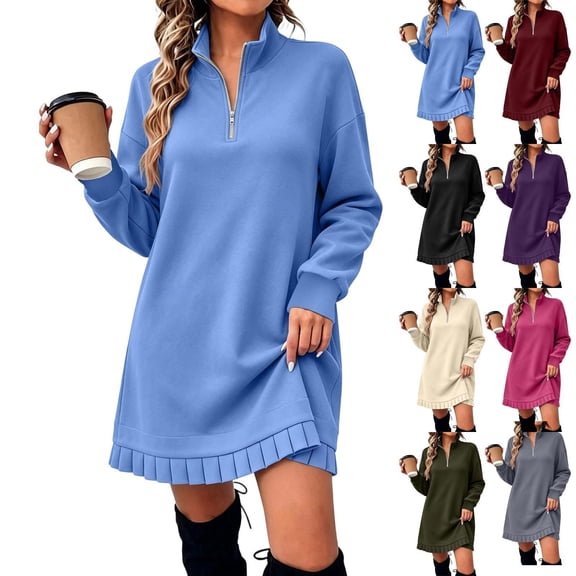 Sweater Dress for Women, Sweatshirt Dresses for Women 2026, Elevated Sweatshirt Dress, Zip