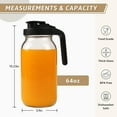 thumbnail image 5 of Behome  2 packs Glass Pitcher with Lid, 64 oz Mason Jar Pitcher with Wide Mouth, Heavy Duty Glass Container for Cold Brew Coffee, Iced Tea, Lemonade, 5 of 7