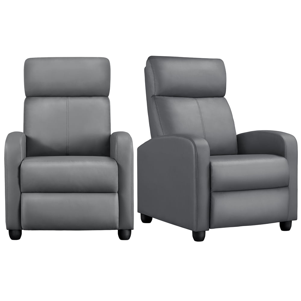 Yaheetech PU Leather Adjustable Recliner Chairs with Pocket Springs, Set of 2, Gray