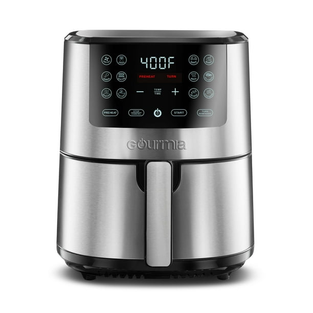 Gourmia 4-Quart Digital Air Fryer with Guided Cooking, Easy Clean, Stainless Steel