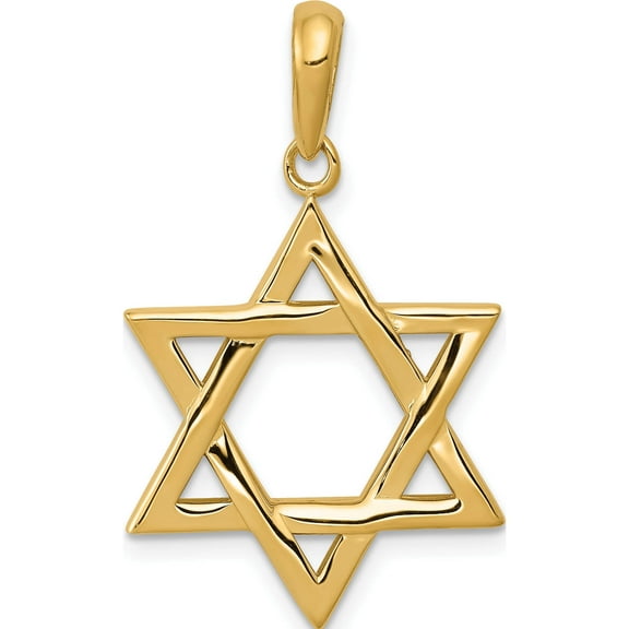 14K Yellow Gold Star Of David Pendant (33 X 20) Made In United States k544