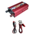 thumbnail image 1 of Pure Sine 300W Power Inverter 12V To AC 110V Car Plug Inverter Adapter Power Converter With 2A USB Charging Ports & 2 Battery Clamps Red, 1 of 5