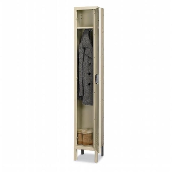 Hallowell UY1228-1PT Hallowell Maintenance-Free Quiet - MFQ - Locker, 12 in. W x 12 in. D x 78 in. H, 729 Parchment, Single Tier, 1-Wide, Knock-Down