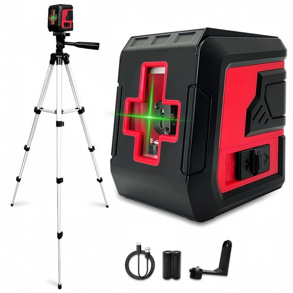 Solilume Green Cross Line Laser Level with Tripod, 100FT Self Leveling Laser Level, Rechargeable Laser Level Tool for Picture Hanging, Tiling and Home Renovation