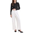 thumbnail image 2 of INSPIRAR CHIC Blusa de Negocios Casual de Satén para Mujeres con Cuello de Punto y Manga Larga en Negro, 2 of 6