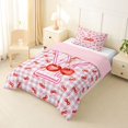 thumbnail image 2 of Catabedysis Kawaii Bowknot Initial Y Twin Comforter Sets For Girl,Cute Cherry Print ABC Themed Bedding Set,Pink Reversible,2pcs,1 Comforter and 1 Pillowcase, 2 of 7