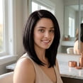 thumbnail image 7 of Synthetic Lace Front Straight Wig Short Bob Megan Fox Inspired L Part Heat Resistant Hair for Women by Tirrinia, 7 of 7