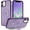 Purple, variant on MYKOMI Magnetic Compatible with iPhone 12/12 Pro Case with Stand [Military Grade Drop Tested][Compatible with Magnet] Ring Translucent Slim Hard Back Soft Edge