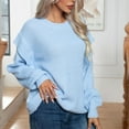 thumbnail image 6 of LEBONYARD Sweaters for Women Plus Size,Womens Sweaters Lightweight,Women's Shoulder Drop Long Sleeve Round Neck Sweater Fashion Casual Pullover Blue M, 6 of 7