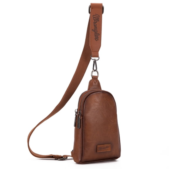 Wrangler Crossbody Sling Bags for Women Cross Body Fanny Pack Purse with Detachable Strap Zipper 7.5 "H, Distressed-Brown