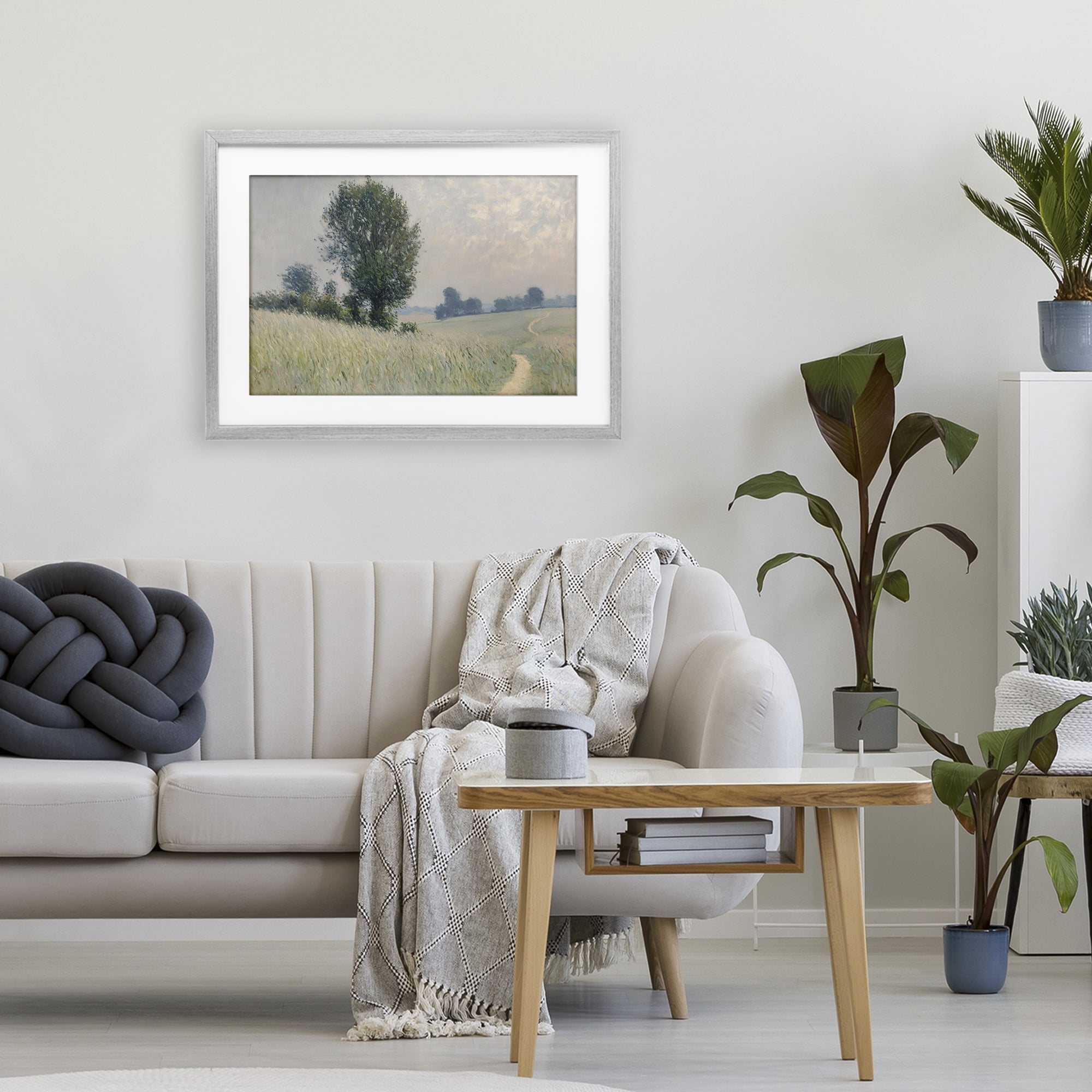 Stupell Industries Tall Grass Path Through Meadow Gray Framed Print Under Glass, design by Petal Prints Design