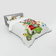 thumbnail image 2 of Ambesonne Christmas Bedding Set 4 Pcs, Santa on Motorbike, Queen, White Green and Red, 2 of 2