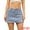 Light Blue, variant on Women's High Waisted A Line Stretchy Side Slit Mini Denim Skirt L Light Blue