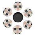 thumbnail image 3 of 6 Pce Leather Coasters 3.9in With Coasters Storage Box Antifouling And Antiscalding For Dining Room Kitchen Office Bedroom Living Room Argyle Plaid Lightcoral_2, 3 of 8