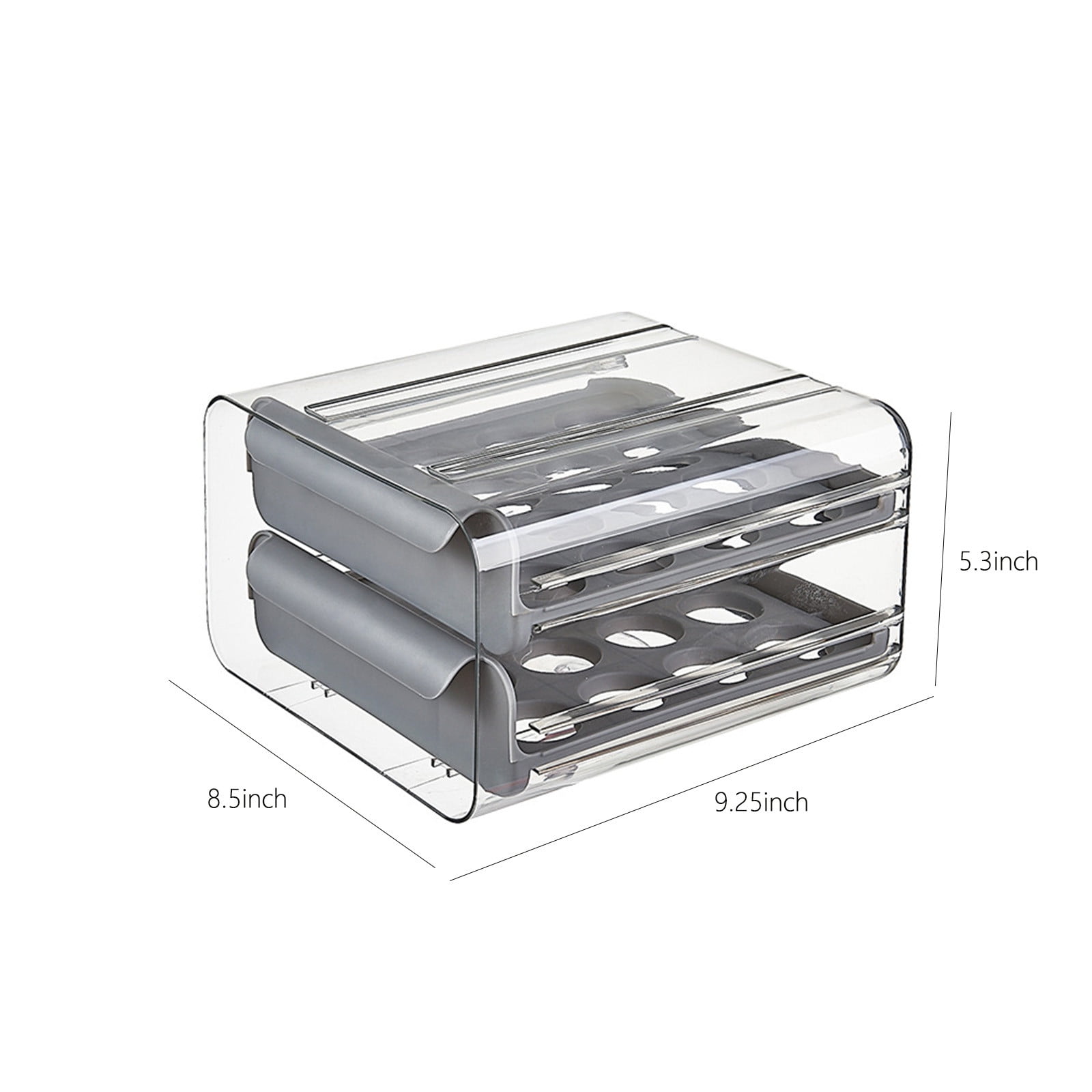 Clear Plastic Refrigerator Egg Organizer with Lid & Handle | 32 Egg Capacity | Stackable Fridge Storage Bin | 8.4x5.3x9.25 Inches, White/Green/Gray