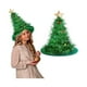 thumbnail image 1 of wonima02 Golden Christmas Tree Hat - Green Tinsel Glitter Star - Festive Holiday Novelty Costume Party Decoration Accessory for Adults, 1 of 1
