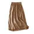 thumbnail image 4 of GXIPO Summer Cotton Linen Skirts for Women Elastic Waist Buttoned A Line Midi Skirt Boho Beach Skirt Brown L, 4 of 4