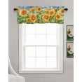 thumbnail image 3 of Watercolor Sunflowers Linen Curtain Valance for Bedroom/Bathroom/Kitchen/Office/Living/Dining Room Windows,Country French Summer Botanical Floral Pocket Topper Drapes Decorative Cafe Drapery 54x18, 3 of 6