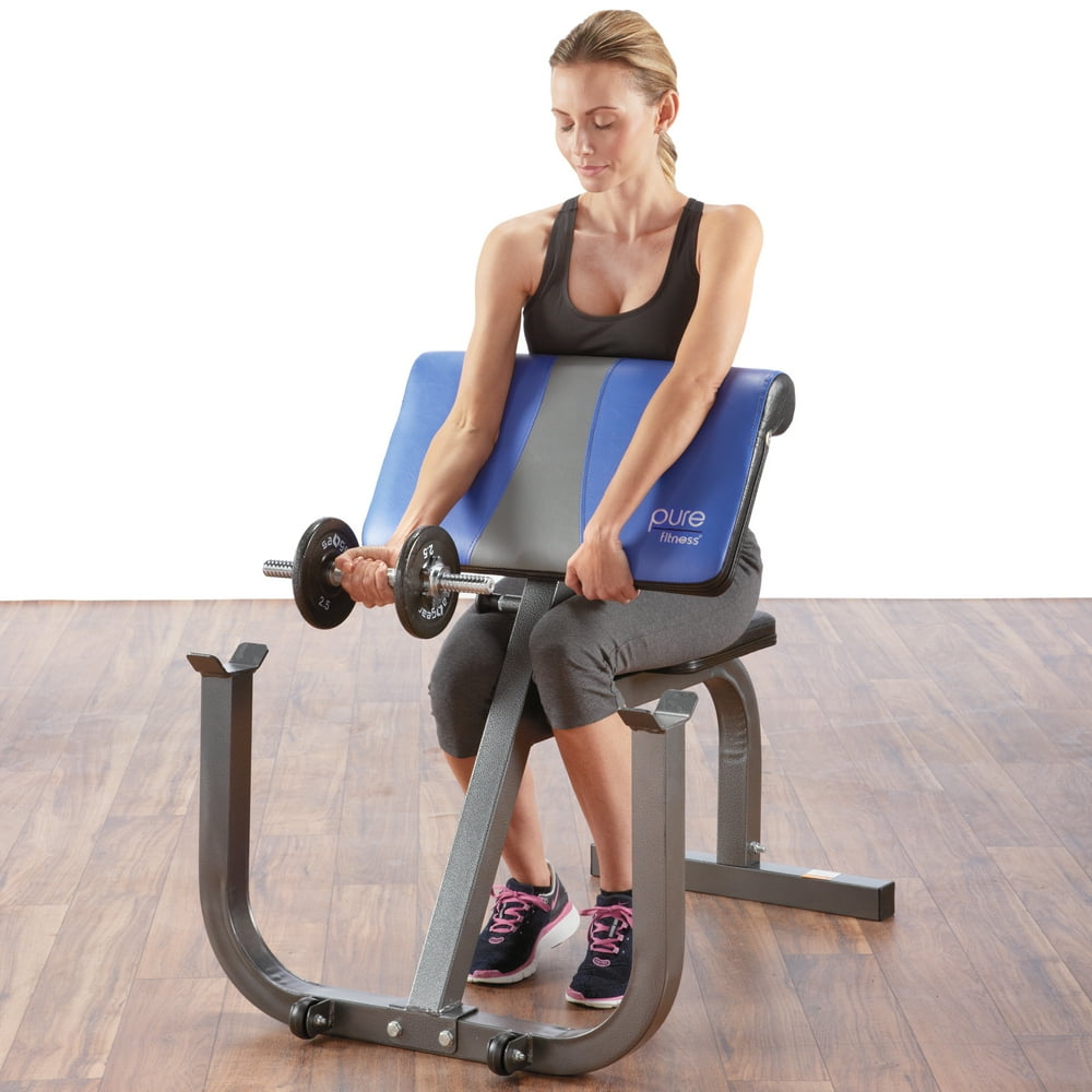 Pure Fitness Preacher Curl Weight Bench with Wheels