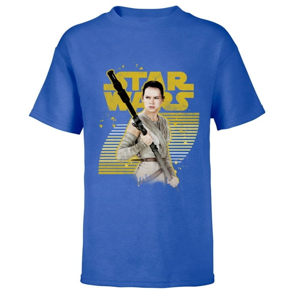 Star Wars The Force Awakens Rey Stands Strong - Short Sleeve T-Shirt for Kids - Customized-Royal